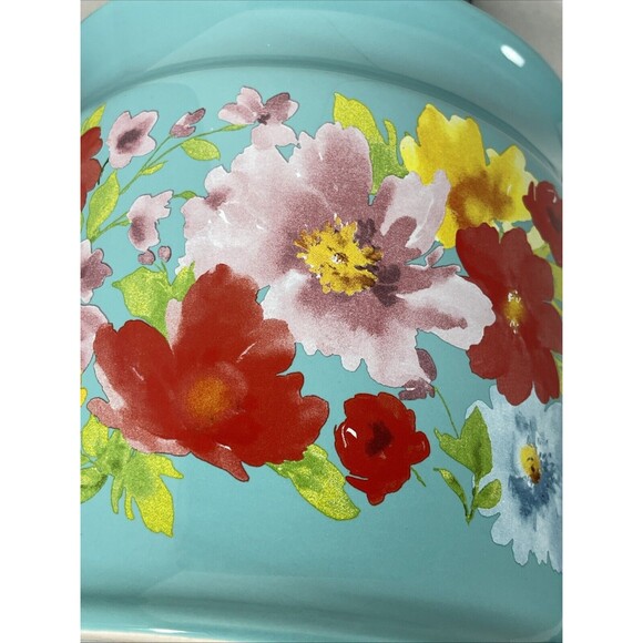 Pioneer Woman 9.5" Potato Keeper 2019 Breezy Blossoms Teal Large Great Condition - Picture 3 of 8